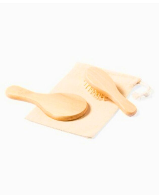 Set espejo + cepillo de madera