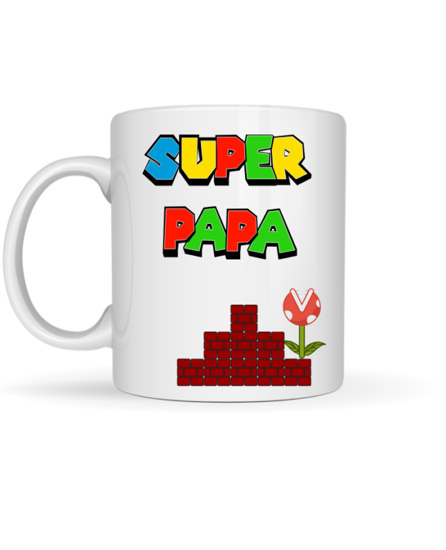 Taza "Súper papá" al estilo Mario Bross