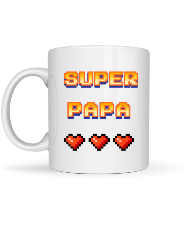 Taza Super Papá estilo pixel