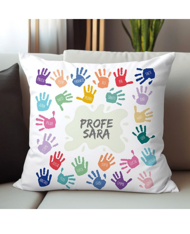 Cojín personalizado para profe con nombres