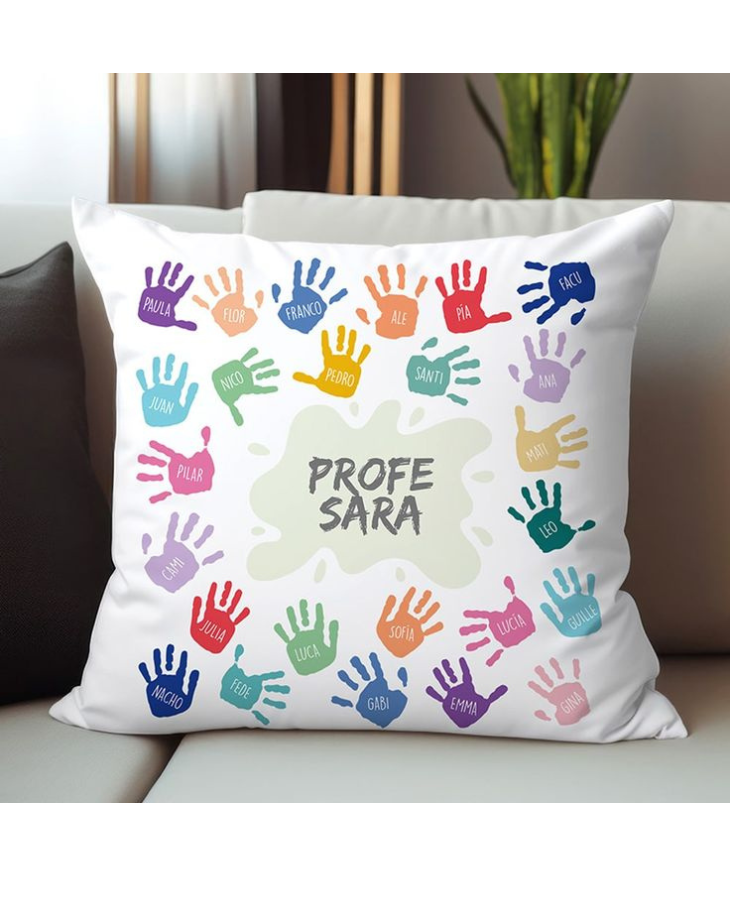 Cojín personalizado para profe con nombres