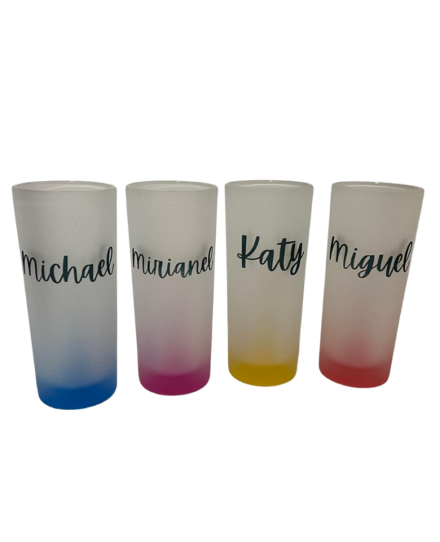 Vasos de cristal esmerilado con base de color