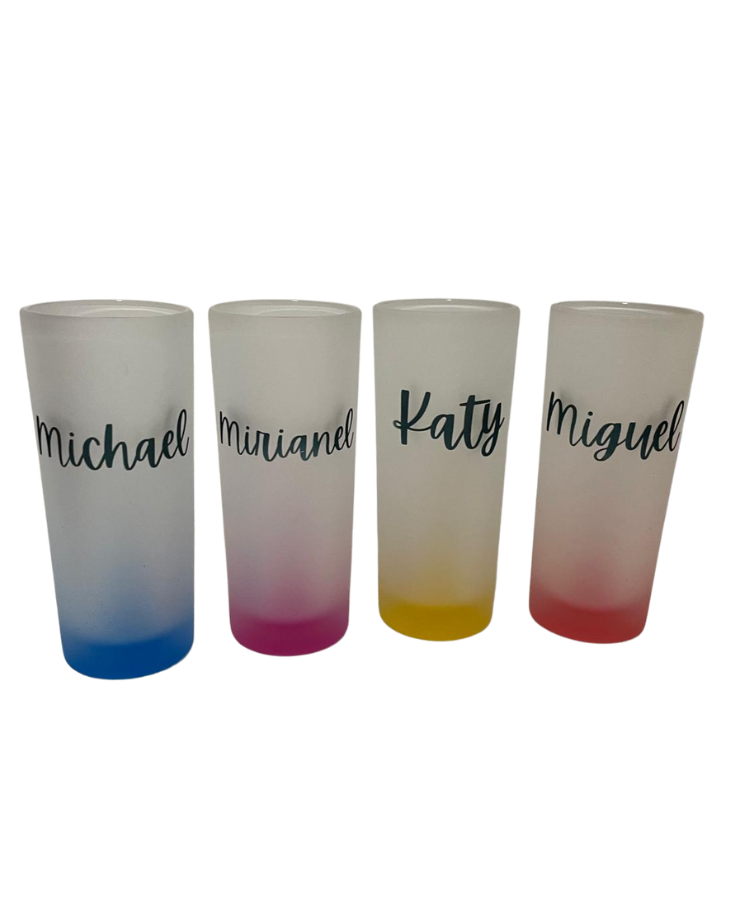 Vasos de cristal esmerilado con base de color